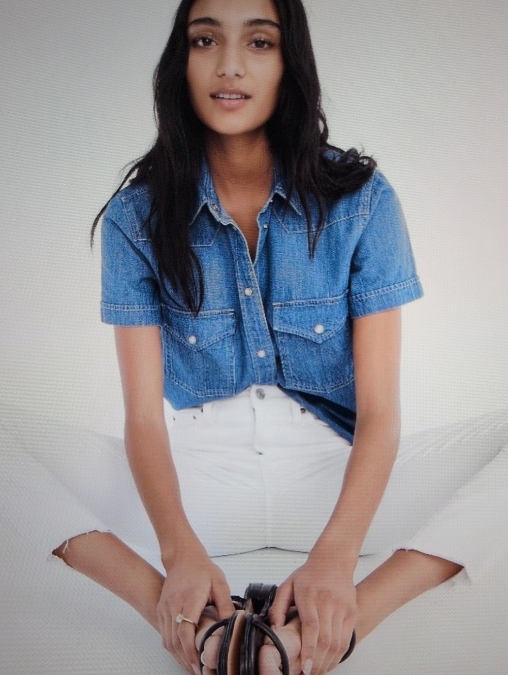 J. Crew 10" High Rise Toothpick Jean White